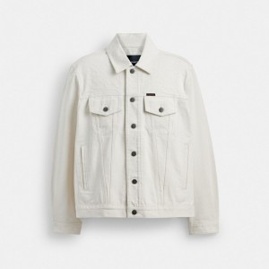 Coach White Denim Trucker In Organic Cotton Bianche | COH866880
