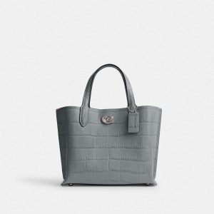 Coach Willow Tote Bag 24 Argento Grigie Blu Colorate | COH865079