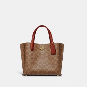 Coach Willow Tote Bag 24 In Signature Canvas Marroni Rosse | COH865059