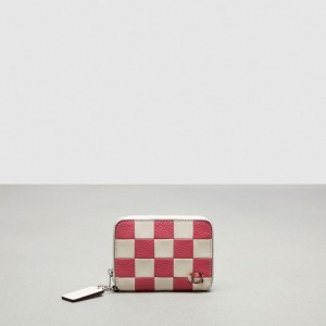 Coach Zip Around Wallet In Checkerboard Upcrafted Leather Rosa | COH865601