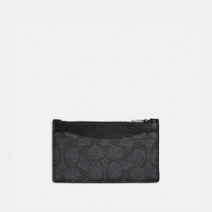 Coach Zip Card Case In Signature Canvas Grigie | COH865691